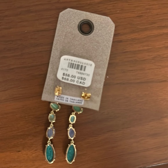NWT Anthropologie Blue/Green Gem Drop Earrings! - Picture 4 of 4